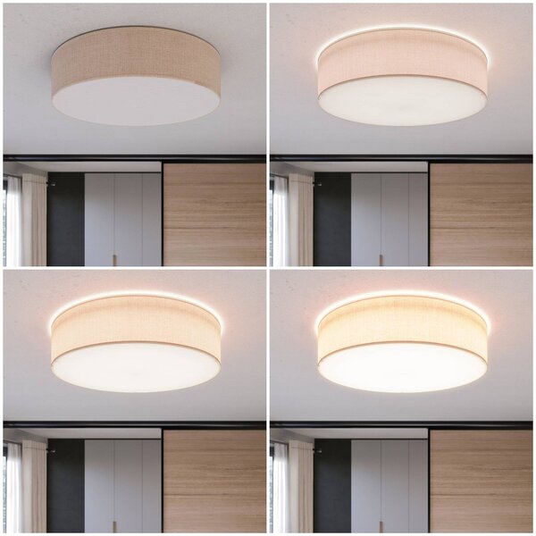 TK Lighting Rondo mennyezeti lámpa, bézs, Ø 60 cm, dimmelhető, Krém / borostyánsárga, Hálószoba, Textil / szövet / selyem, Modern
