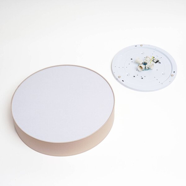 TK Lighting Rondo mennyezeti lámpa, bézs, Ø 60 cm, dimmelhető, Krém / borostyánsárga, Hálószoba, Textil / szövet / selyem, Modern
