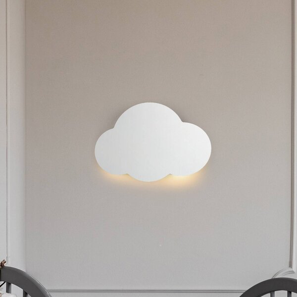 TK Lighting Cloud fali lámpa, fehér, acél, indirekt fény, 38 x 27 cm, dimmelhető, Fehér / opál, Nappali / Étkező, fém, Fiatalos életstílus