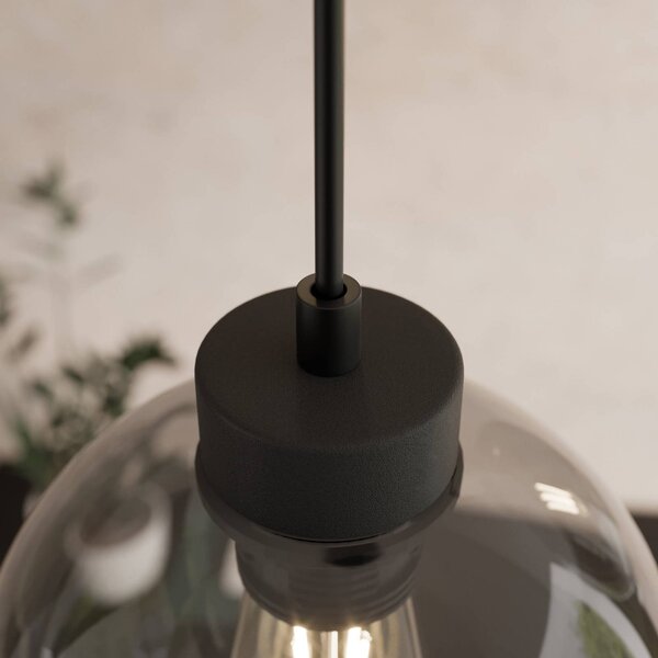TK Lighting Cubus függőlámpa, Ø 50 cm, 3-lámpás, füstszürke, üveg, dimmelhető, Fekete, Nappali / Étkező, Üveg, Modern