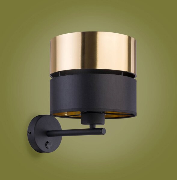 TK Lighting Hilton fali világítás, fekete/arany, Fekete, Nappali / Étkező, fém, Modern