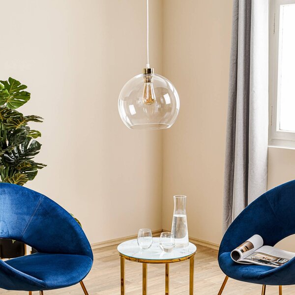 TK Lighting Cubus lógó világítás, átlátszó, üveg, Ø 30 cm, E27, dimmelhető, Tiszta / átlátszó, Nappali / Étkező, Üveg, Modern