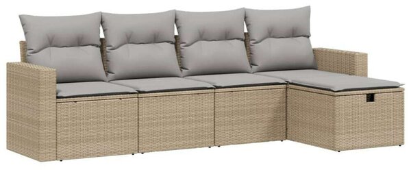 Polyrattan Kerti Ülőgarnitúra - 5 részes - Bézs