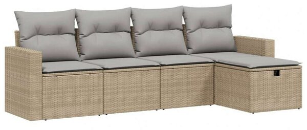 Polyrattan Kerti Ülőgarnitúra - 5 részes - Bézs