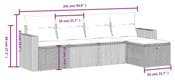Polyrattan Kerti Ülőgarnitúra - 5 részes - Bézs