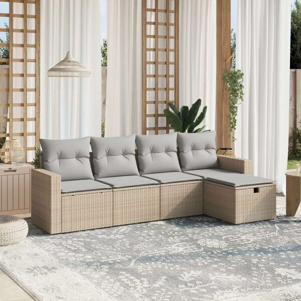 Polyrattan Kerti Ülőgarnitúra - 5 részes - Bézs