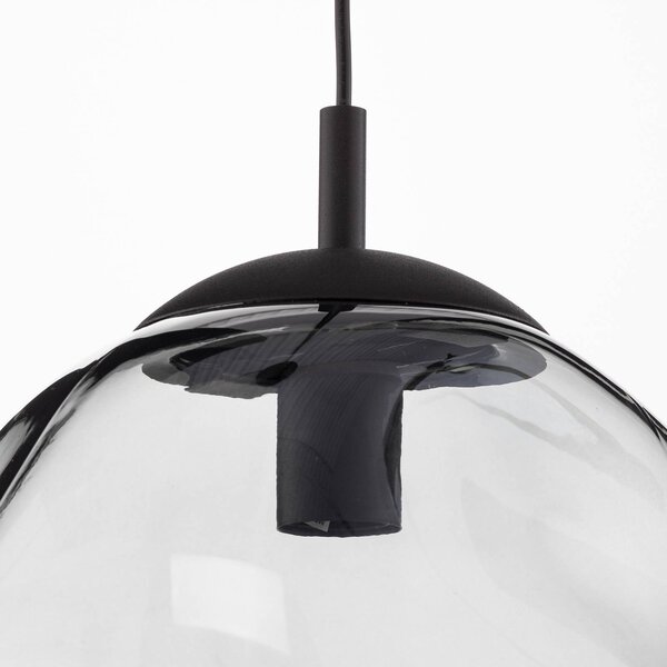 TK Lighting Sol üveg függőlámpa, Ø 35cm, fekete/füstszürke, dimmelhető, Tiszta / átlátszó, Nappali / Étkező, Üveg, Modern