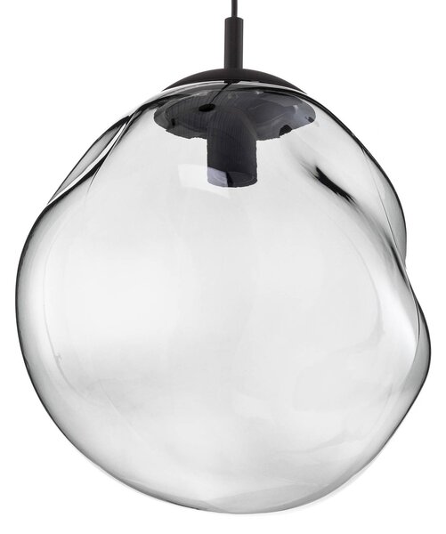 TK Lighting Sol üveg függőlámpa, Ø 35cm, fekete/füstszürke, dimmelhető, Tiszta / átlátszó, Nappali / Étkező, Üveg, Modern