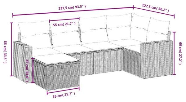 VidaXL Polyrattan Kerti Ülőgarnitúra - 6 részes, Bézs