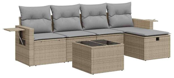 VidaXL Polyrattan Kerti Ülőgarnitúra - 6 részes - Bézs