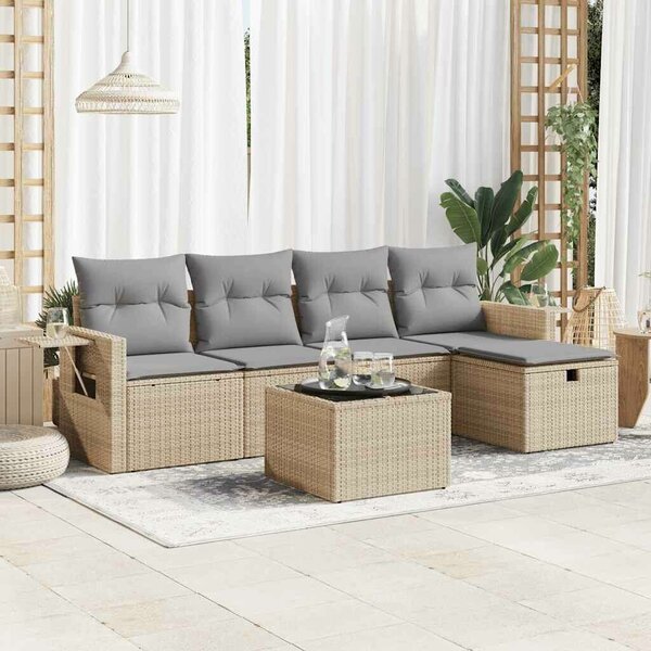 VidaXL Polyrattan Kerti Ülőgarnitúra - 6 részes - Bézs