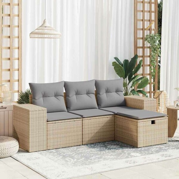 VidaXL Polyrattan Kerti Ülőgarnitúra - 4 részes - Bézs