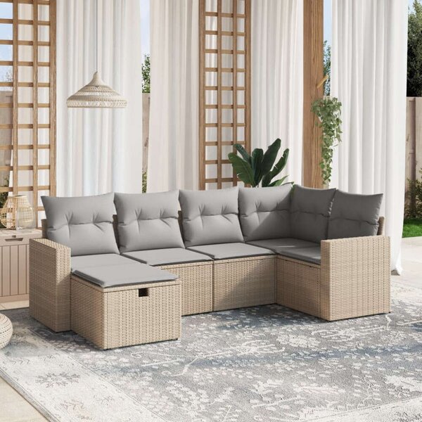 VidaXL Polyrattan Kerti Ülőgarnitúra - 6 részes, Bézs