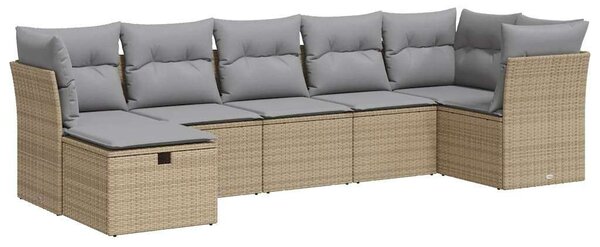 VidaXL Polyrattan Kerti Ülőgarnitúra - 7 részes - Bézs