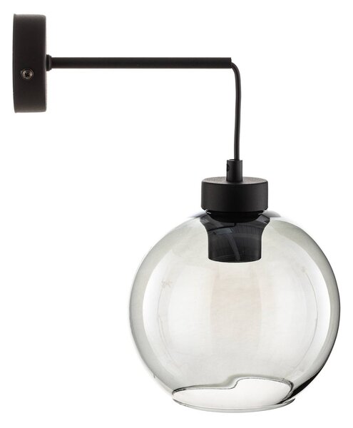 TK Lighting Cubus fali lámpa, fekete/füstszürke, üveg, 30 cm magas, E27, dimmelhető, Tiszta / átlátszó, Nappali / Étkező, Üveg, Modern