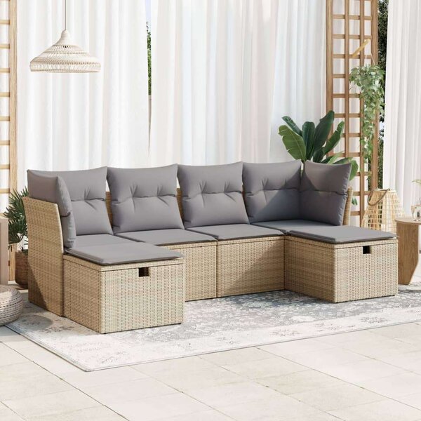 VidaXL Polyrattan Kerti Ülőgarnitúra - 6 részes - Bézs