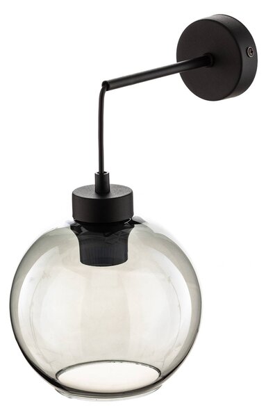 TK Lighting Cubus fali lámpa, fekete/füstszürke, üveg, 30 cm magas, E27, dimmelhető, Tiszta / átlátszó, Nappali / Étkező, Üveg, Modern