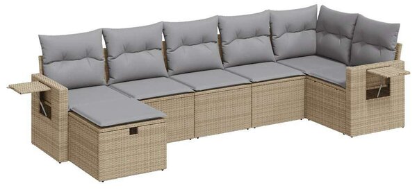 VidaXL 7 részes Polyrattan Kerti Ülőgarnitúra - Bézs