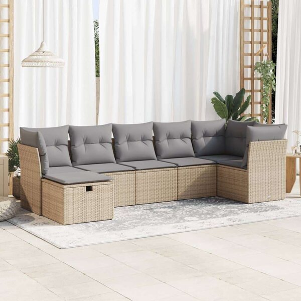 VidaXL Polyrattan Kerti Ülőgarnitúra - 7 részes - Bézs