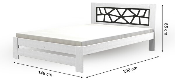 KOSMA fehér tömör fa franciaágy Méret: 140x200