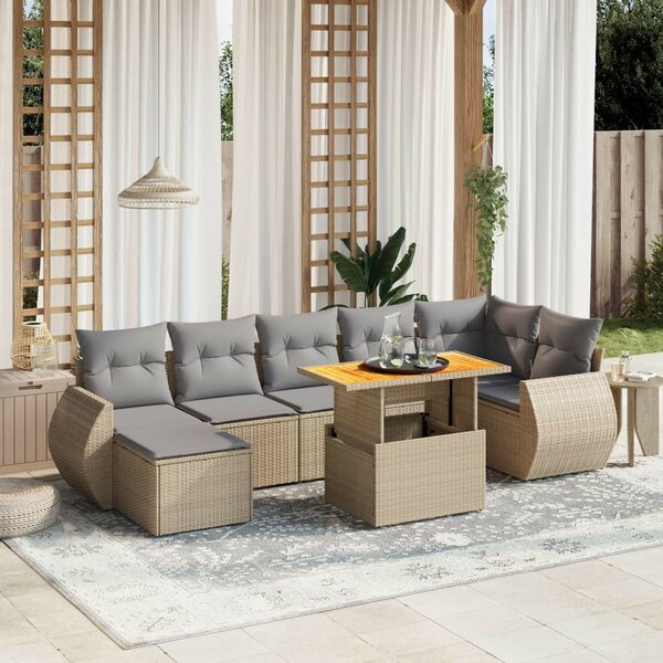VidaXL Polyrattan Kerti Ülőgarnitúra - 8 részes - Bézs