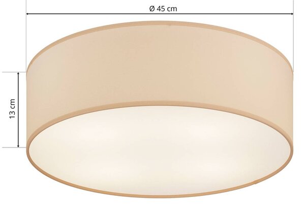 TK Lighting Rondo mennyezeti lámpa, bézs, fém, Ø 45 cm, E27, dimmelhető, Krém / borostyánsárga, Hálószoba, Textil / szövet / selyem, Modern