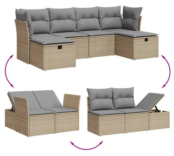VidaXL Polyrattan Kerti Ülőgarnitúra - 6 részes szett