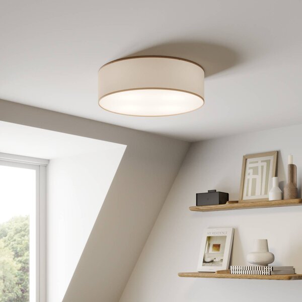 TK Lighting Rondo mennyezeti lámpa, bézs, fém, Ø 45 cm, E27, dimmelhető, Krém / borostyánsárga, Hálószoba, Textil / szövet / selyem, Modern
