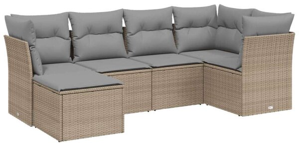 Polyrattan Kerti Ülőgarnitúra - 6 részes - Bézs