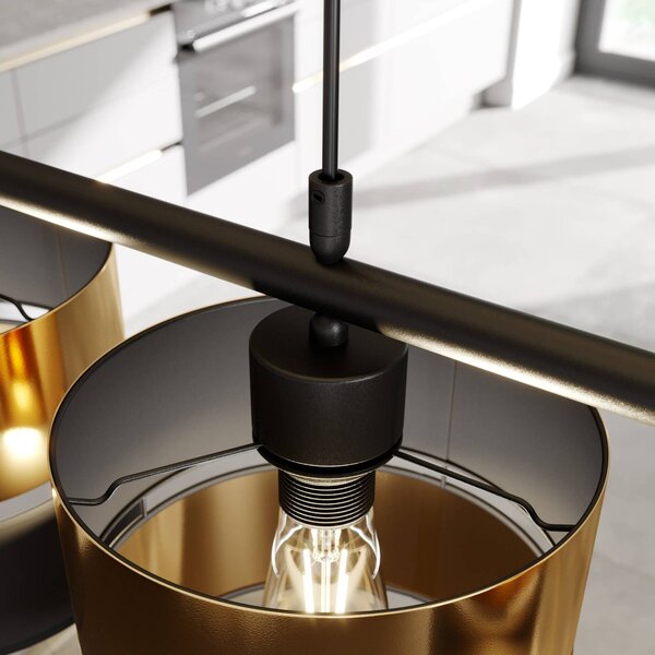 TK Lighting Hilton lógó világítás, fekete/arany, 4 izzós, dimmelhető, Fekete, Nappali / Étkező, fém, Modern