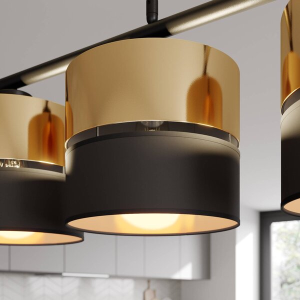 TK Lighting Hilton lógó világítás, fekete/arany, 4 izzós, dimmelhető, Fekete, Nappali / Étkező, fém, Modern