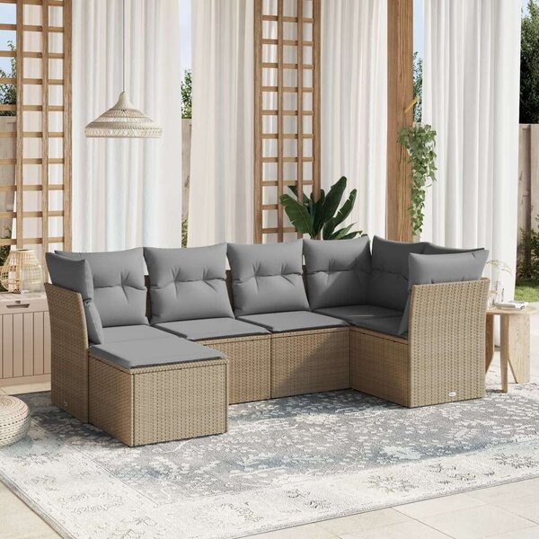 Polyrattan Kerti Ülőgarnitúra - 6 részes - Bézs