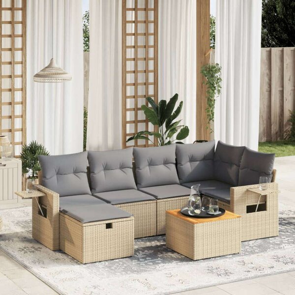 Polyrattan Kerti Ülőgarnitúra - 7 részes