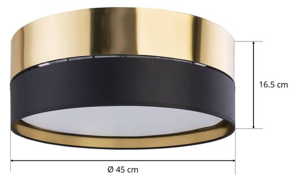 TK Lighting Hilton mennyezeti világítás, fekete/arany, Ø 45 cm, dimmelhető, Fekete, Nappali / Étkező, fém, Modern