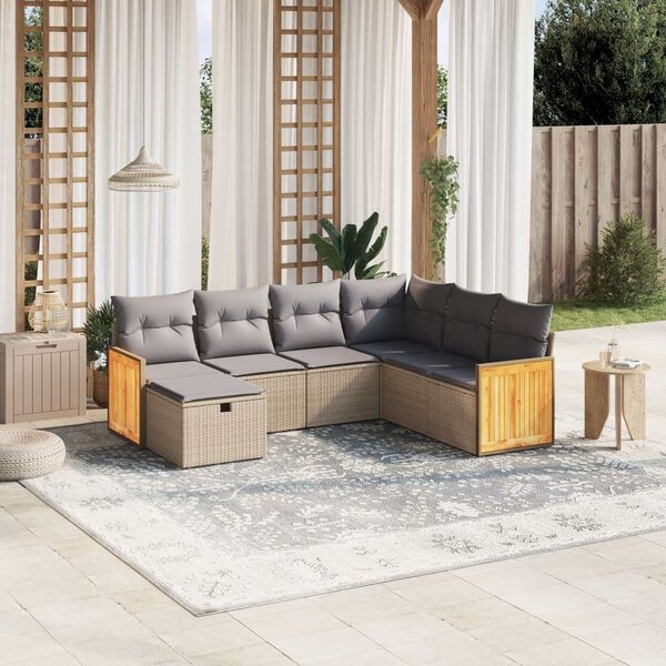 VidaXL Polyrattan Kerti Ülőgarnitúra - 7 részes - Bézs