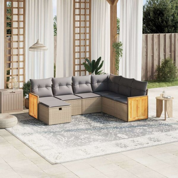 VidaXL Polyrattan Kerti Ülőgarnitúra - 7 részes - Bézs
