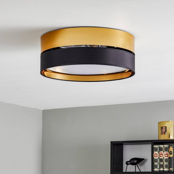 TK Lighting Hilton mennyezeti világítás, fekete/arany, Ø 45 cm, dimmelhető, Fekete, Nappali / Étkező, fém, Modern