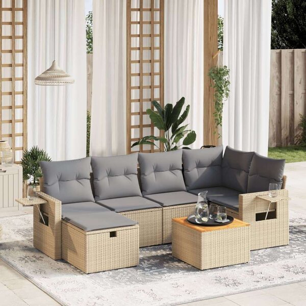 Polyrattan Kerti Ülőgarnitúra - 7 részes