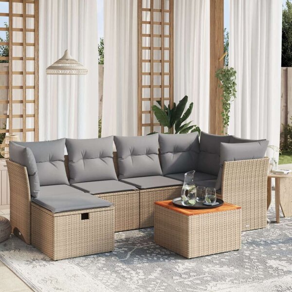 VidaXL Polyrattan Kerti Ülőgarnitúra - 7 részes