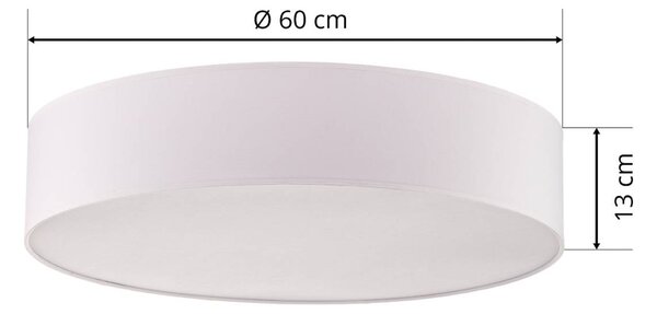TK Lighting Rondo mennyezeti világítás, fehér Ø 60 cm, dimmelhető, Fehér / opál, Hálószoba, Textil / szövet / selyem, Modern