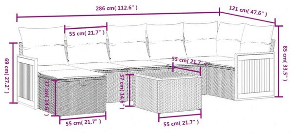 VidaXL Polyrattan Kerti Ülőgarnitúra - 8 részes