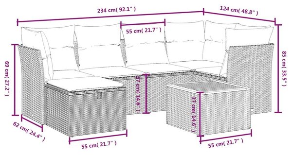 VidaXL Polyrattan Kerti Ülőgarnitúra - 7 részes