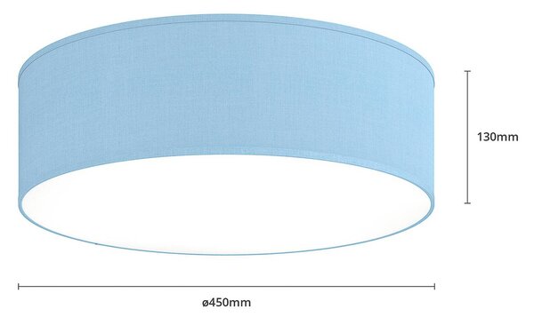 TK Lighting Rondo mennyezeti világítás, kék, Ø 45 cm, dimmelhető, Kék, Hálószoba, Textil / szövet / selyem, Modern