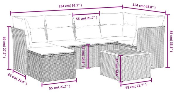 VidaXL Polyrattan Kerti Ülőgarnitúra - 7 részes
