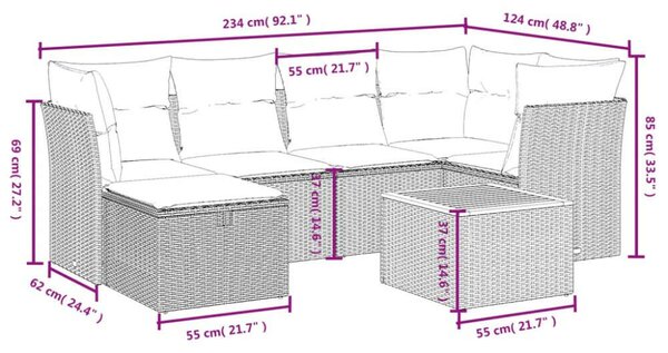 VidaXL Polyrattan Kerti Ülőgarnitúra - 7 részes