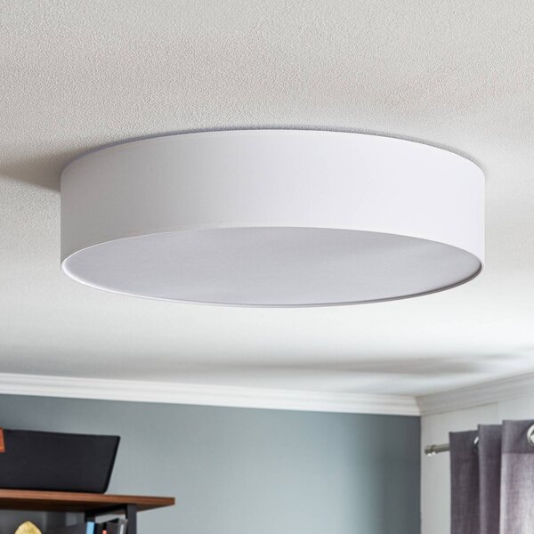 TK Lighting Rondo mennyezeti világítás, fehér Ø 60 cm, dimmelhető, Fehér / opál, Hálószoba, Textil / szövet / selyem, Modern