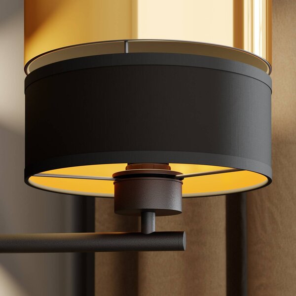 TK Lighting Hilton fali világítás fekete/arany LED olvasólámpával, Fekete, Nappali / Étkező, fém, Modern