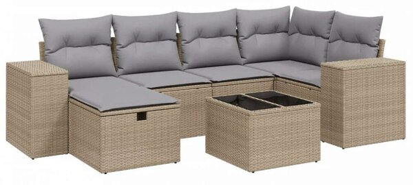 Polyrattan Kerti Ülőgarnitúra - 7 részes - Bézs