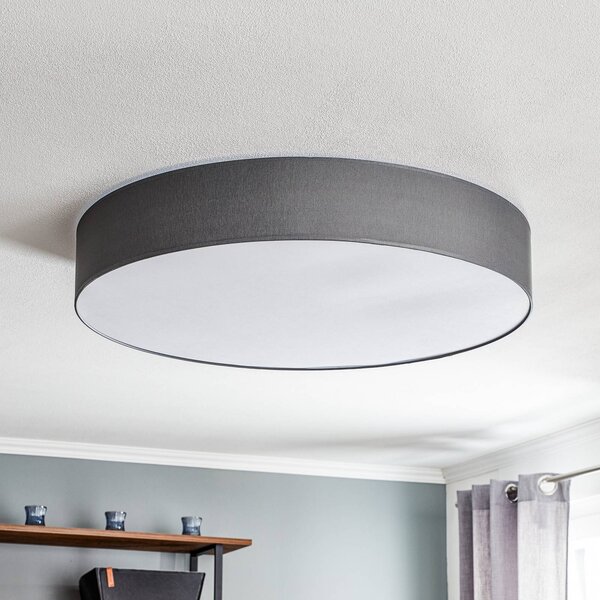 TK Lighting Rondo mennyezeti világítás, szürke Ø 80 cm, dimmelhető, Alu / szürke / cink, Hálószoba, Textil / szövet / selyem, Modern