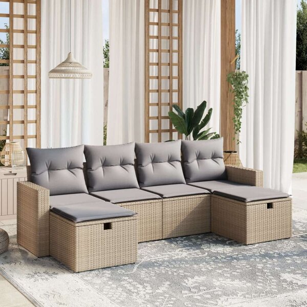 Polyrattan Kerti Ülőgarnitúra - 6 részes - Bézs